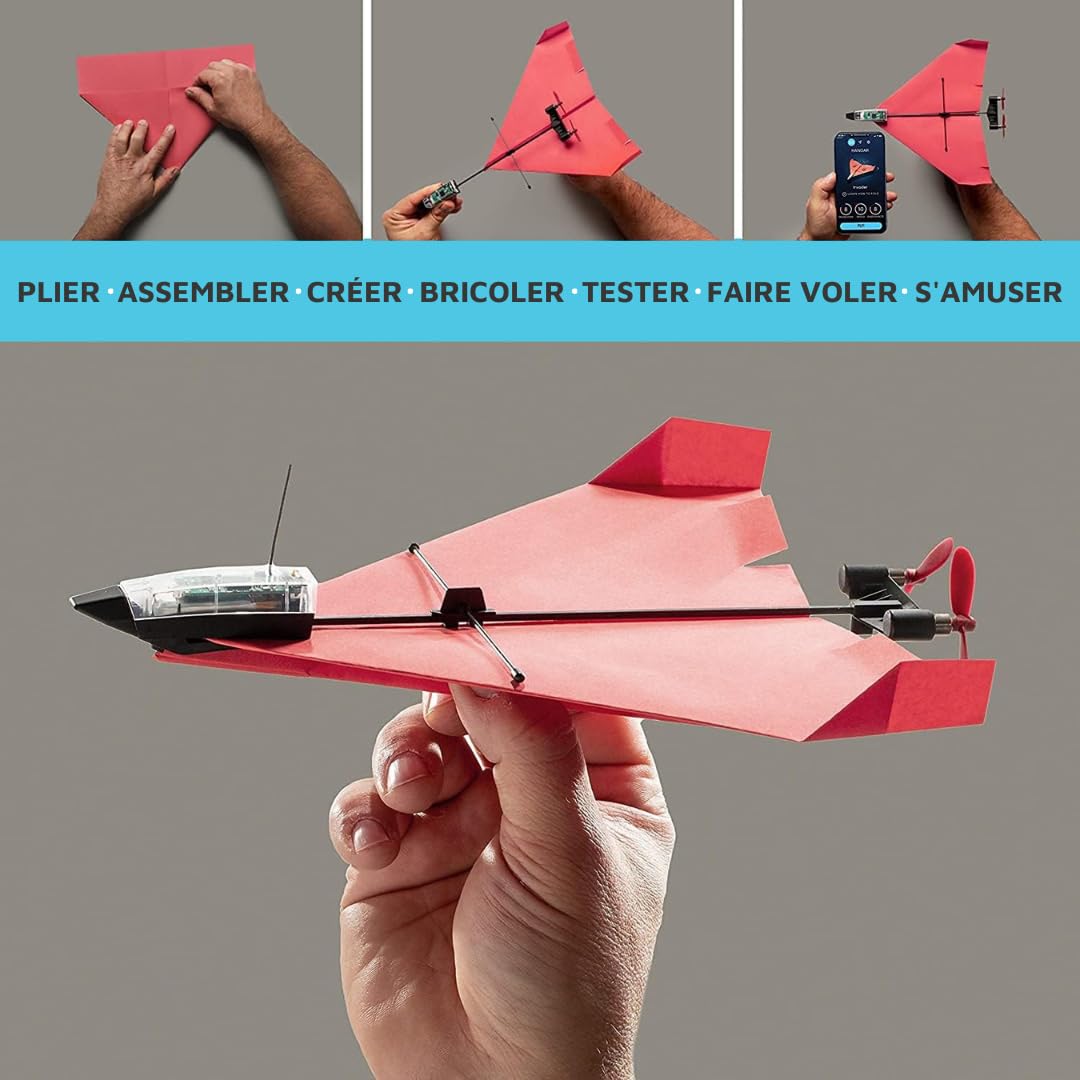 POWERUP 4.0 Kit RC Avion en Papier Télécommandé par Smartphone avec Stabilisateur Gyroscopique et Pilote Automatique