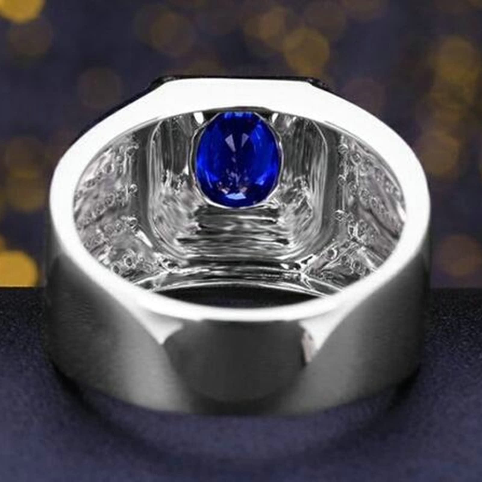 Beydodo Męski pierścionek, białe złoto 750 z diamentem, pierścionek zaręczynowy, sygnet z owalnym szafirem 1,19 ct, obrączka ślubna, bez niklu, Szafir Diament