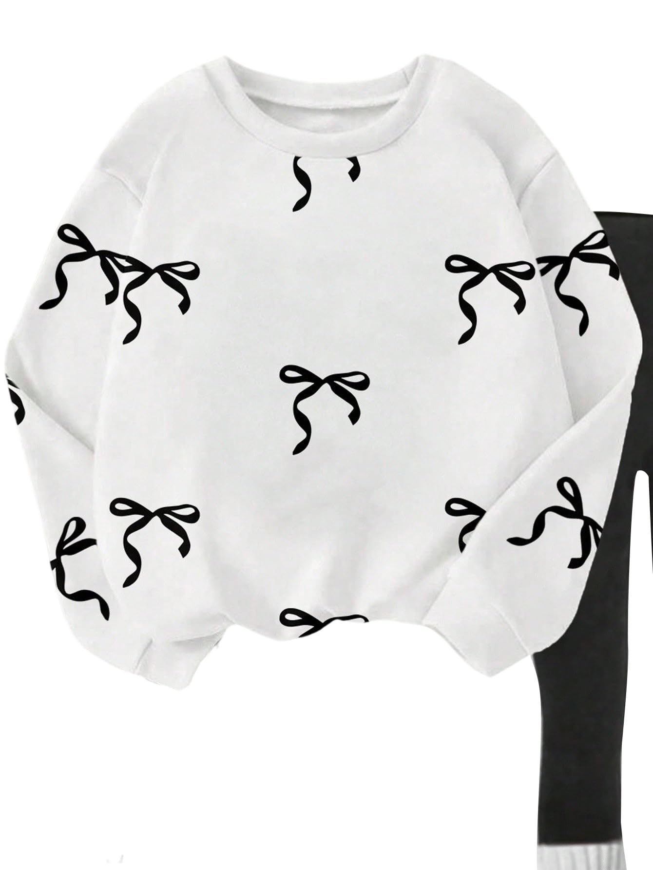 SweatyRocks Dziewczęcy dwuczęściowy zestaw strojów dla dzieci w wieku 8-12 lat, legginsy i top, bluza z kokardką, 2-częściowy strój dla nastolatek i dziewcząt