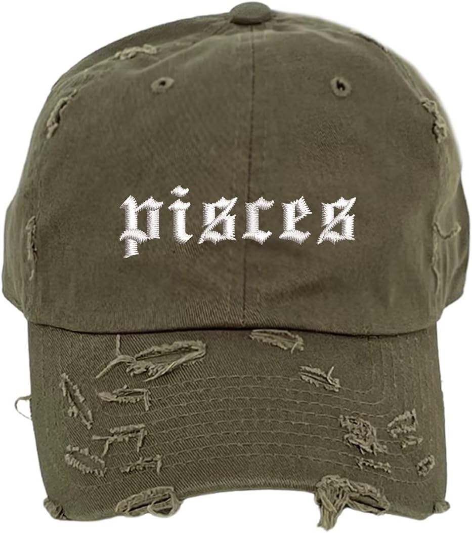 Pisces Lowercase Vintage Distressed Baseball Cap - Unisex Embroidered Distressed Ba... - Image 5