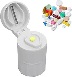 Porta Comprimidos medicamentos Remédio Capsulas Caixa Porta Medicamentos com Cortador de Comprimidos Armazenador Triturador Caixa Porta Organizador Cápsulas
