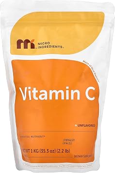 Vitamin C Powder, Unflavored, 35.3 oz 1 kg, Micro Ingredients