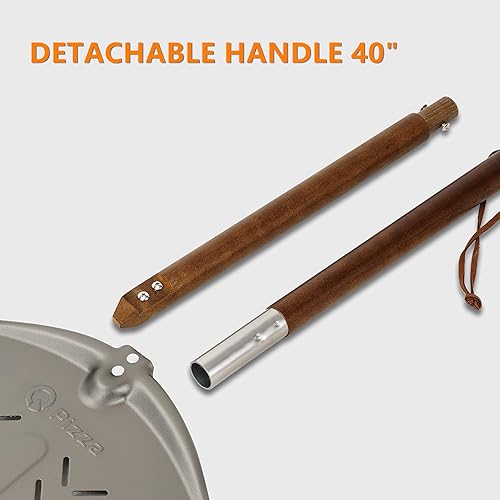 Miniatura 9 de Q Pizza Pala redonda de aluminio perforado de 12 x 14 pulgadas para pizza, dorado, aluminio, antiadherente, fácil de limpiar, adecuada para todas