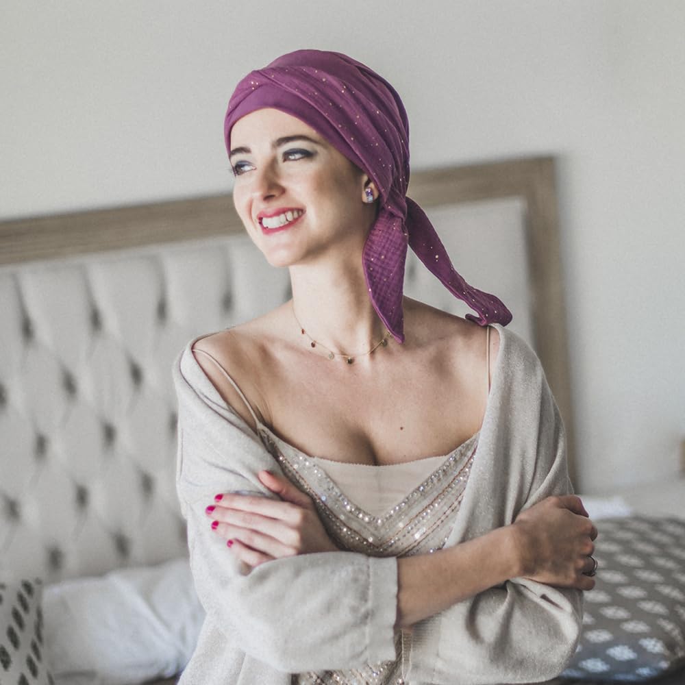 CAREBELL Smooth Turban-Mütze aus Bambus, für Chemotherapie oder Alopezie, Marineblau, One Size