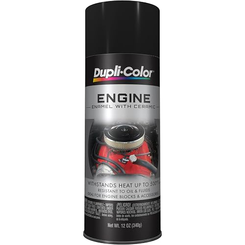 Dupli-Color DE1613 Engine Enamel Spray Paint with Ceramic - Gloss Black - 12 oz Aerosol Can