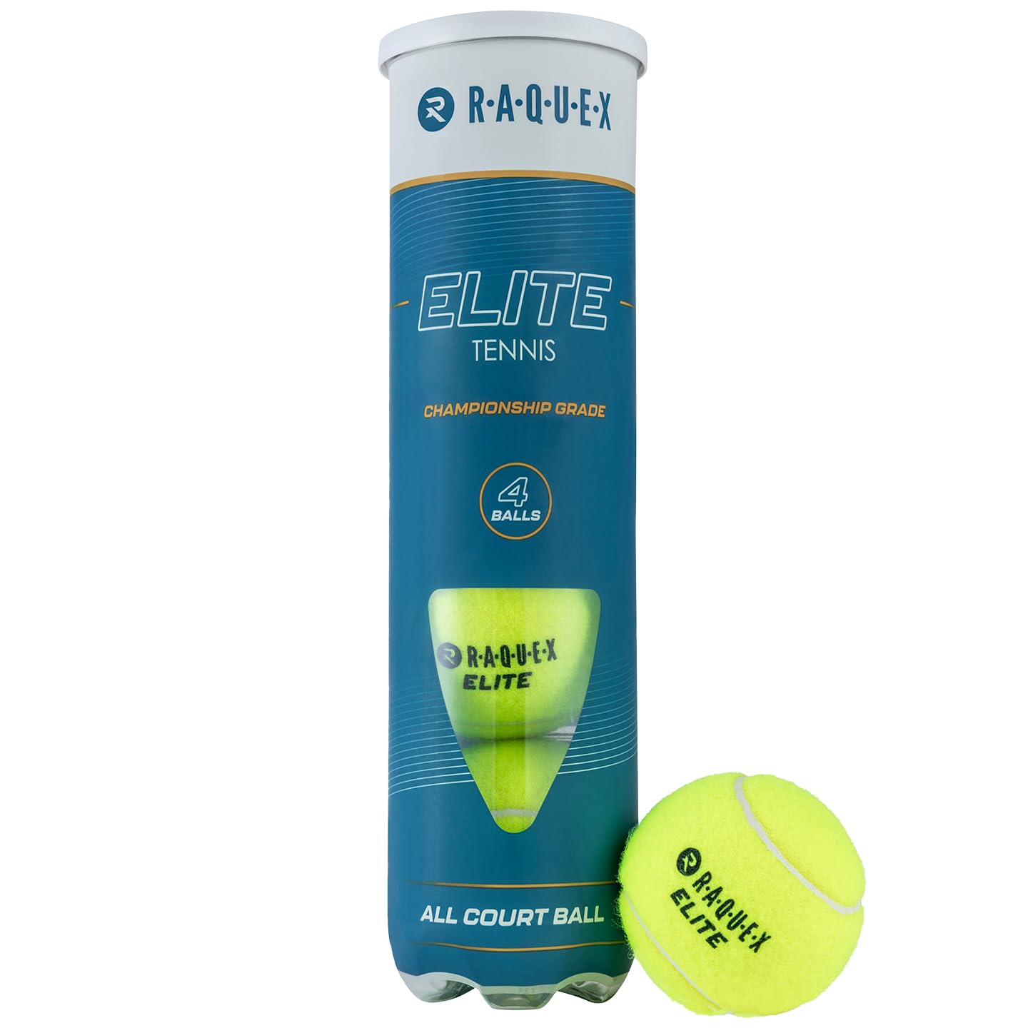 Raquex Elite 4x Tennis Balls (1 to 48 tubes) - All Court Championship Tennis Balls, Professional & Tournament Play - ITF Specification