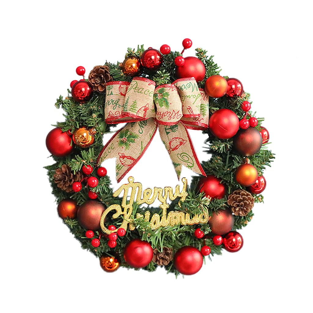 Guirlande de Noël avec arc décoration berry et nœud rouge festif 30CM