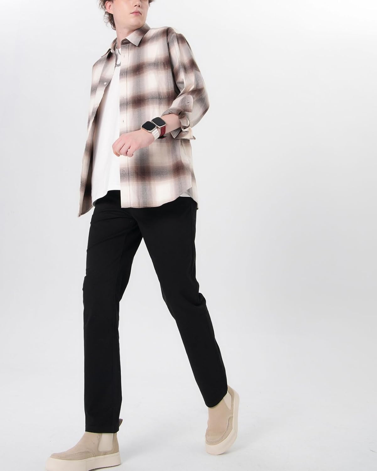 Plaid&Plain Men’s Slim Fit Khaki Pants Men’s Tapered Chino Pants - Image 9