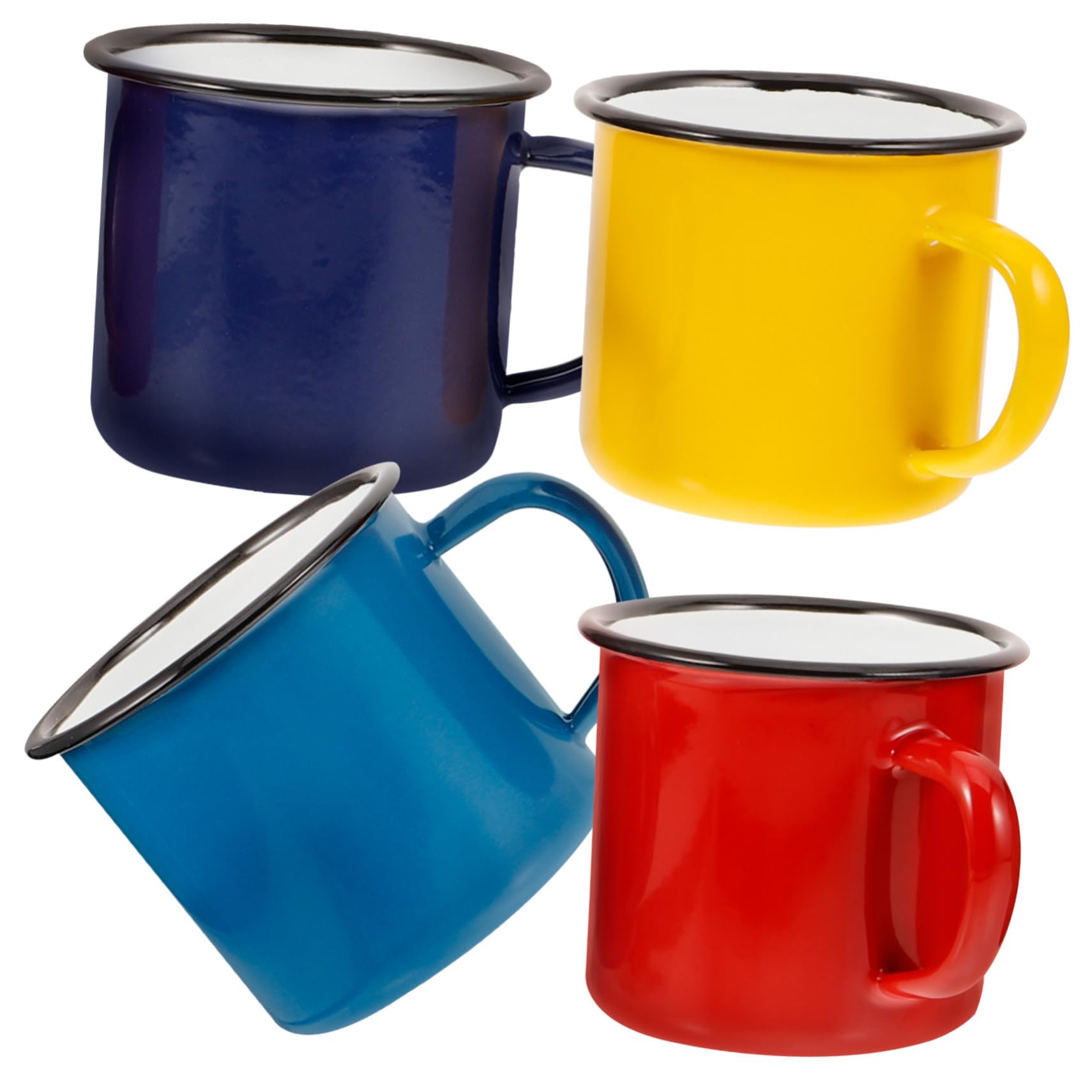 ibasenice Juego de 4 Tazas Esmaltadas de 350ml, Esmalte, Estilo Clásico
