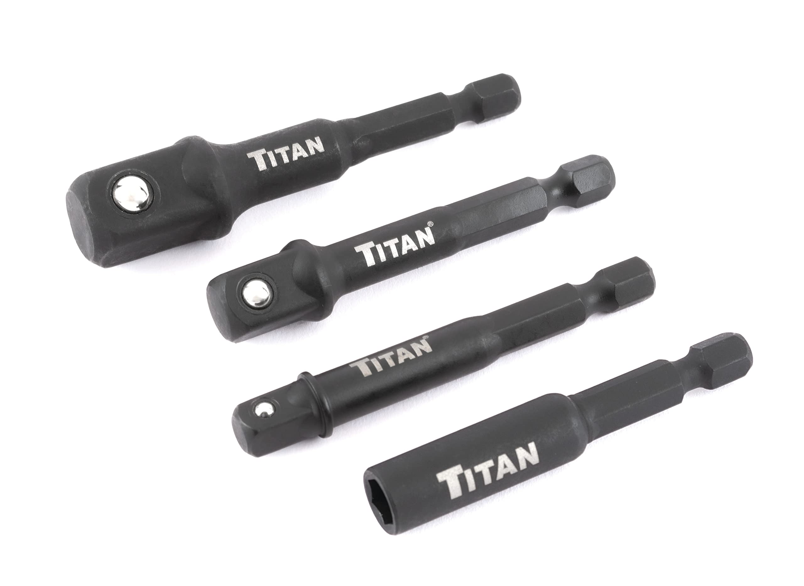 Titan - Adaptador de enchufe de impacto de 4 piezas y soporte magnético para brocas (12002)