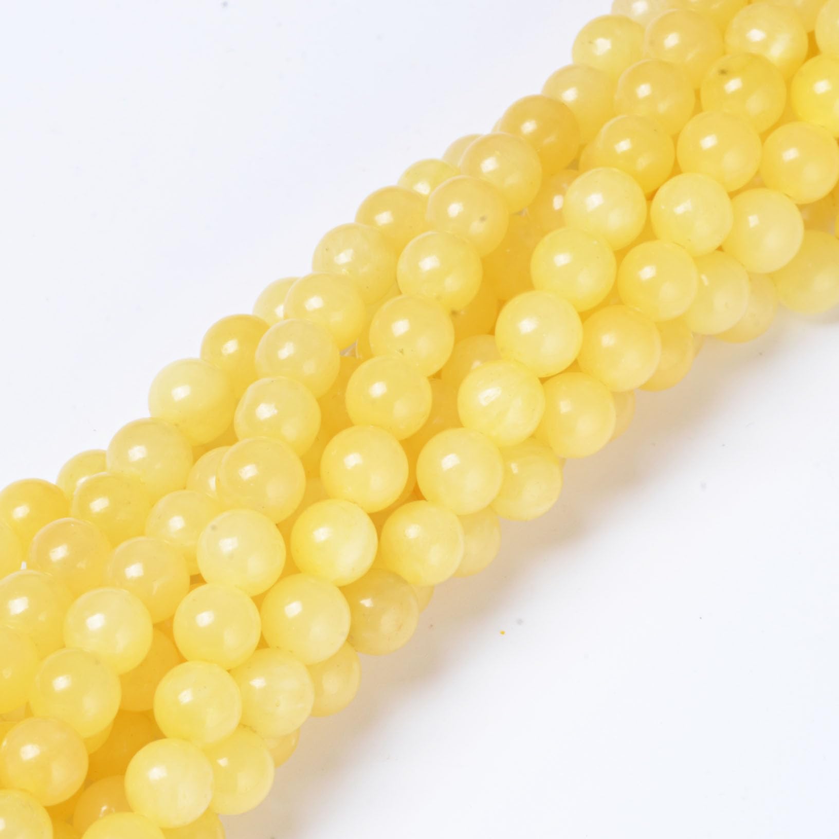 8mm Round Yellow Jade Natural Stone Beads for Jewellery Making Gemstone Beads for Crafting (45-50Pcs)