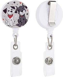 Retractable Badge Holders with Alligator Clips Heavy Duty Carabiner Badge Reel Lovely Dogs and Paw ID Card Holders for Office Name Badge Reels ID Badge Clip for Teacher Nurse Doctor Worker