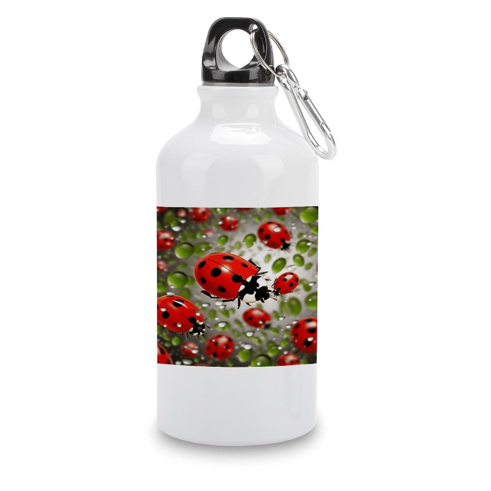 MUSM Ladybug Water Bottles Sublimation Aluminium Water Bottle with Lid&Hook Lightweight Leak Proof Travel Bottles Reusable Sports Water Bottle Hydration Flask for Outdoor