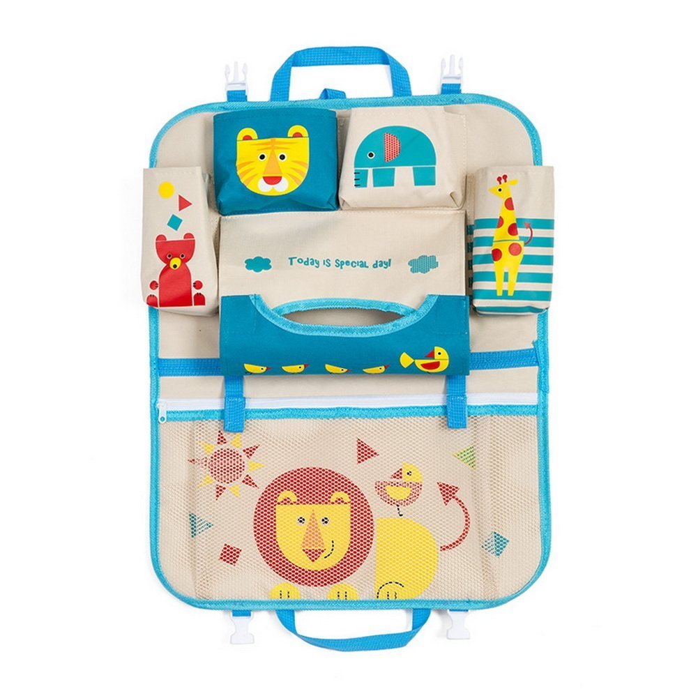 DoMyfit Car Seat Back Organizer for Baby Traval Accessories Kids Seat Hanging Storage Bag Seatback Protector Storage Organizer (Lion)
