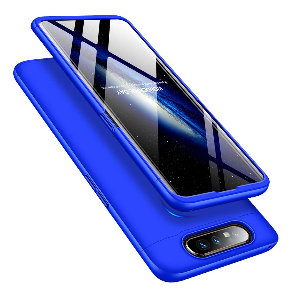 Samsung A80 Case, 3 in 1 Ultra Thin Hard PC Case Premium Slim 360 Degree Full Body Protective Shockproof Cover for Samsung Galaxy A80. 3 in 1- Blue