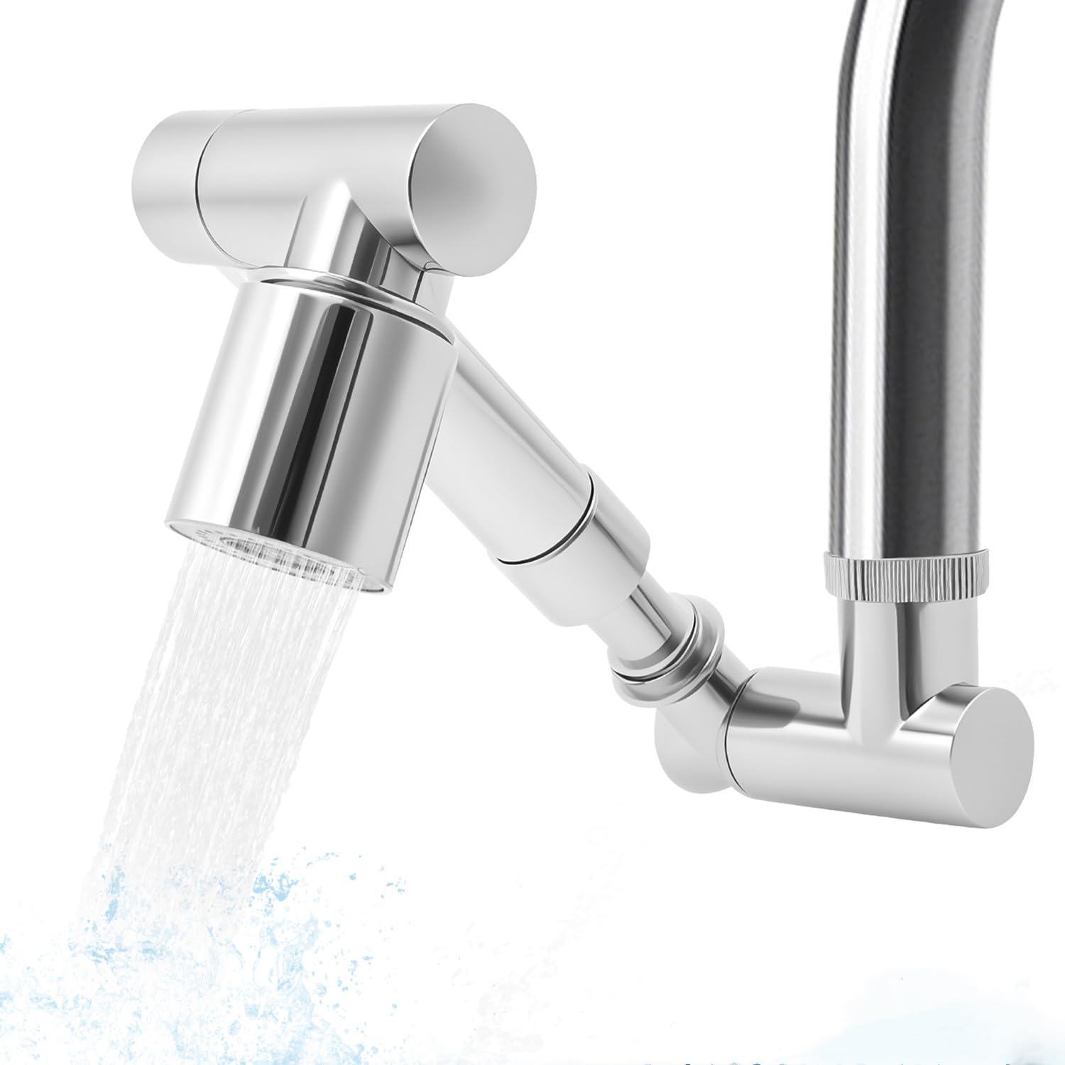 Rotating Faucet Aerator 1440° Swivel 2 Spray Mode Tap Spray Head Adjustable Length Sink Extension Anti Splash for Kitchen Sink, Bathroom and Washbasin