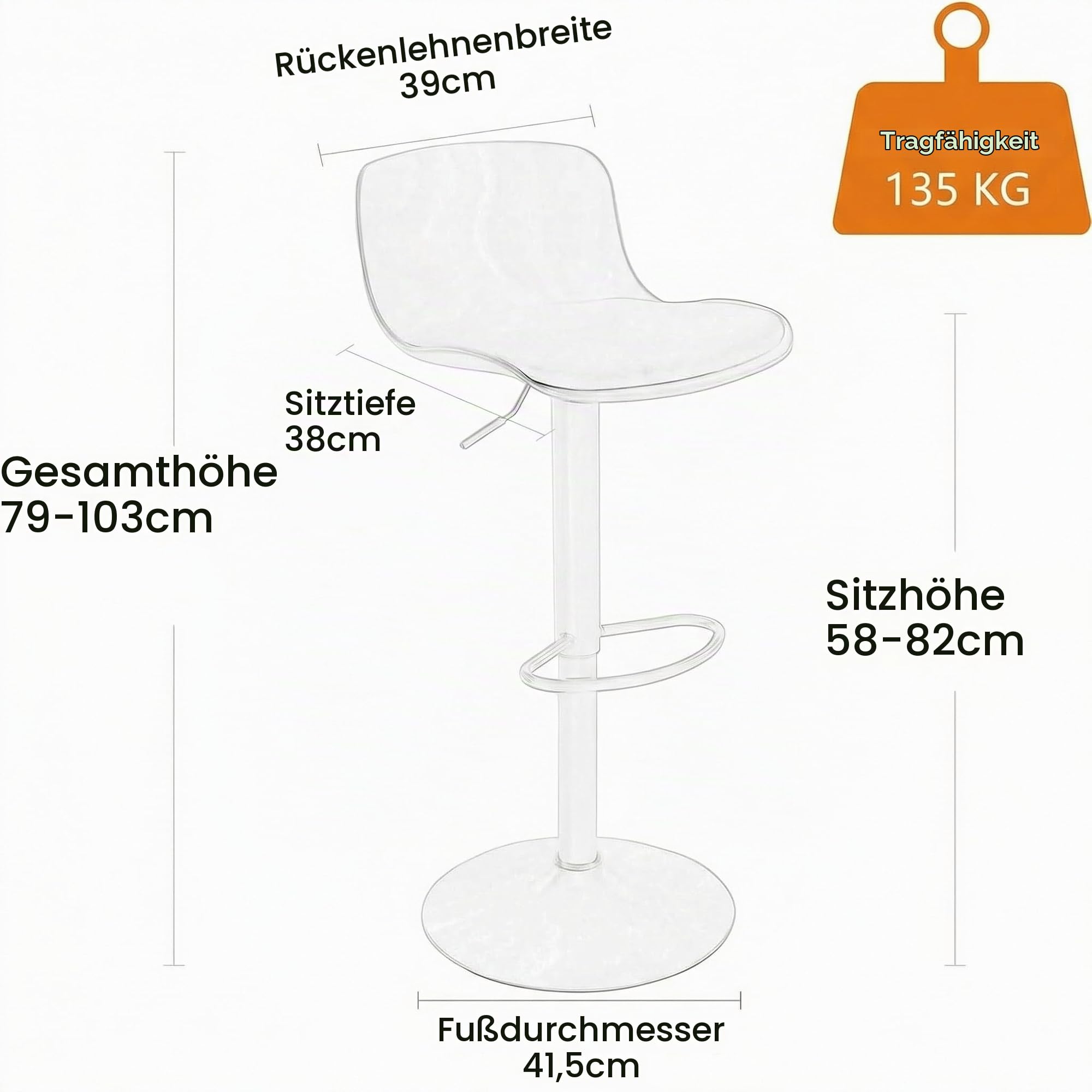 YOUNIKE Barhocker 2er Set Schwarz, Höhenverstellbarer Dreh-Barstuhl mit Rückenlehne, Hohe Barstühle als Küchenstuhl Tresenstuhl, Praktische Barhocker für Bartheke Küche Essbereich