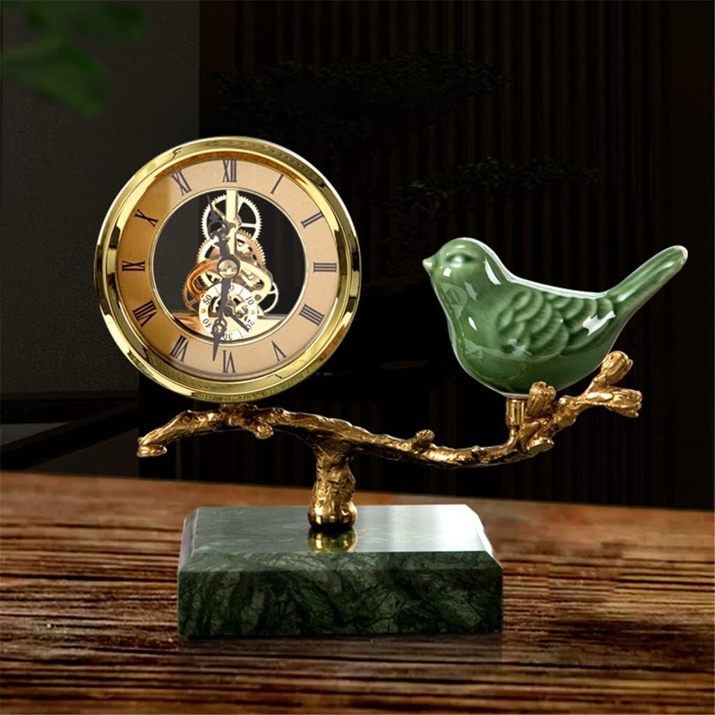 European Style Living Room Large Clock Clock Bedroom Desktop Desk Clock Orments Metal Seat Clock Decoration (Color : B) (A)