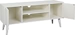 HOMEFORT Rétroactivité TV Stand, milieu de la cour TV Table Console, convient jusqu'à 55-inch Télévision, Cabinet de divertissement moderne avec rangement et étagères Cabinet pour salon, bureau, chambre(blanc)