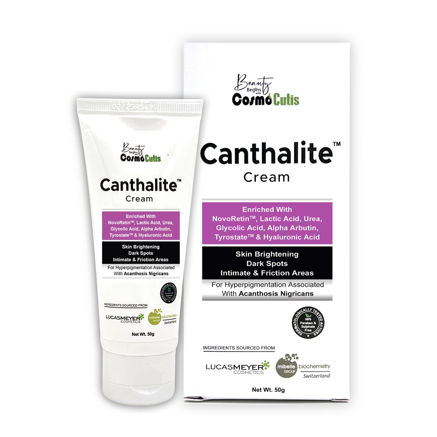 Canthalite skin lightening cream for Acanthosis Nigricans | Treats dark body parts like Neck, Knuckles, Armpits, Ankles, Thighs, Elbows | Exfoliates & brightens skin, Removes dark spots (50g)