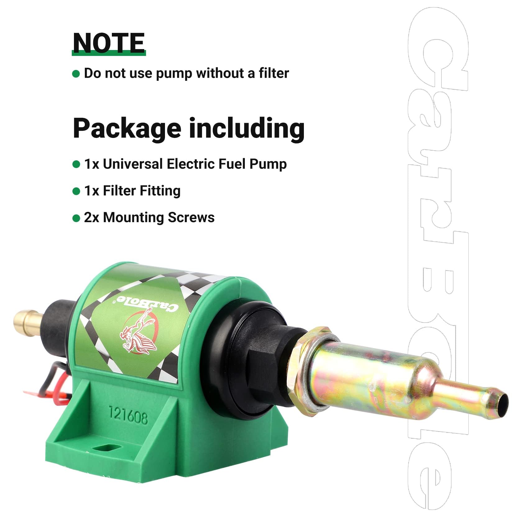 Universele 12v elektrische benzinepomp - 4-7psi stroom 1.0-2.0a inlaat