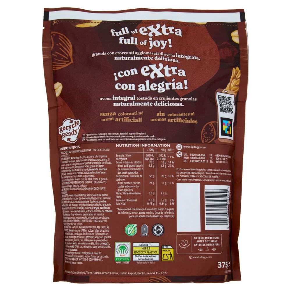 Italian Gourmet Granola Schokolade & Haselnuss 12x375g, 4,5kg + Polpa