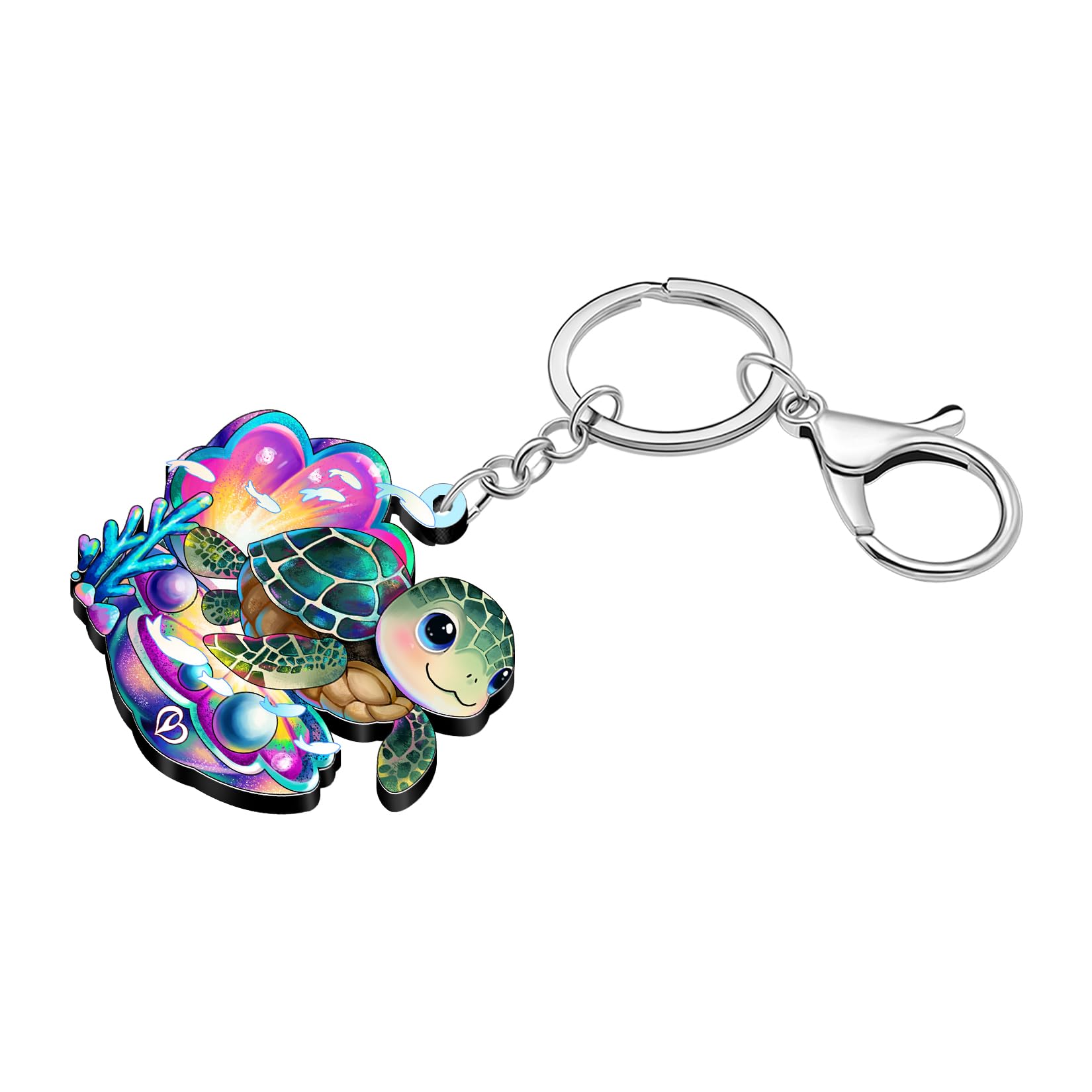 Portachiavi in Acrilico a Forma di Tartaruga Marina Accessori Regalo per gli Amanti degli Animali Marini Per Donne Ragazze e Bambini Ciondoli per Zaini e Borse