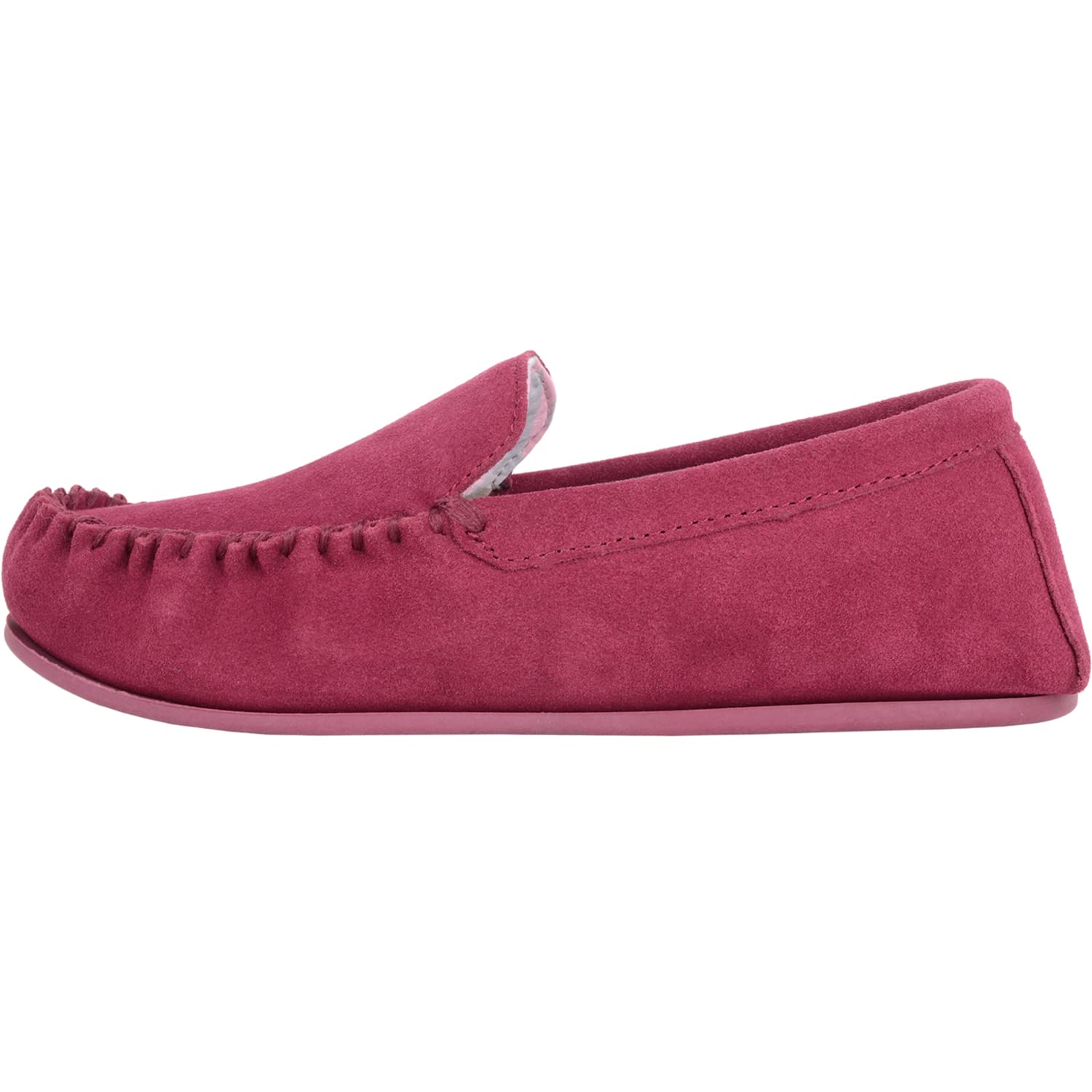 Pantuflas tipo mocasín de gamuza con forro de tela para mujer con suela dura