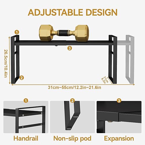 Miniatura 2 de Organizador de estante de almacenamiento de gabinete expandible, organizadores de cocina y almacenamiento de metal de acero resistente, estante de