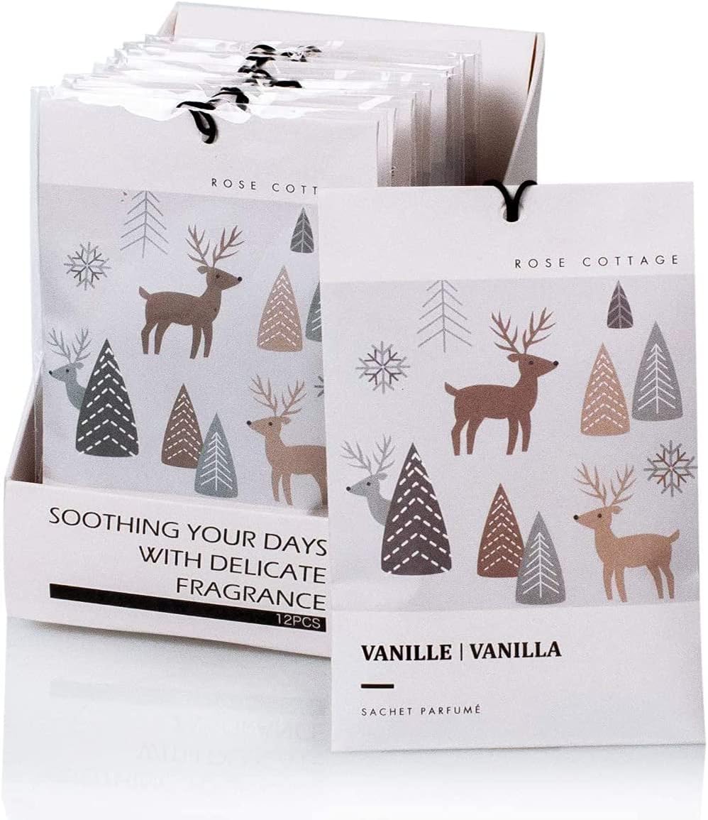 12 Packs Vanilla Closet Deodorizer Air Freshener Long Lasting Scented Dawers Sachets Smell Goods for House