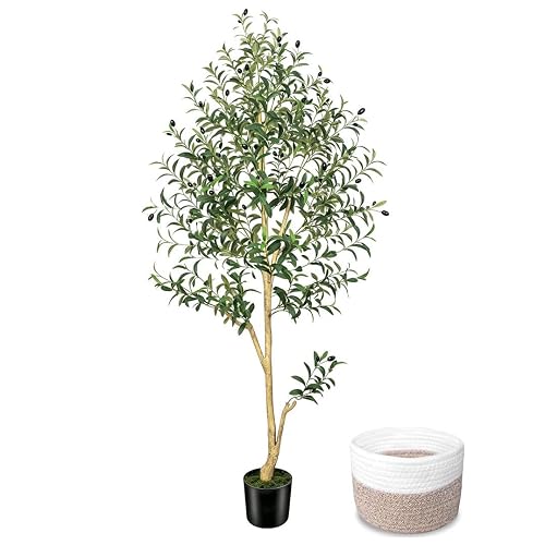 Elkaysonly 6FT Faux Olive Tree Artificial Indoor with Planter and