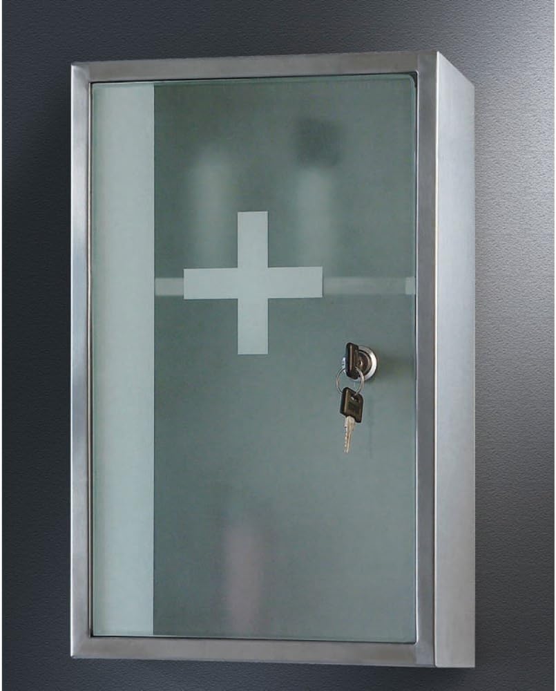 Medicine Cabinet with Lock, 9-7/8"H x 15-3/4"W