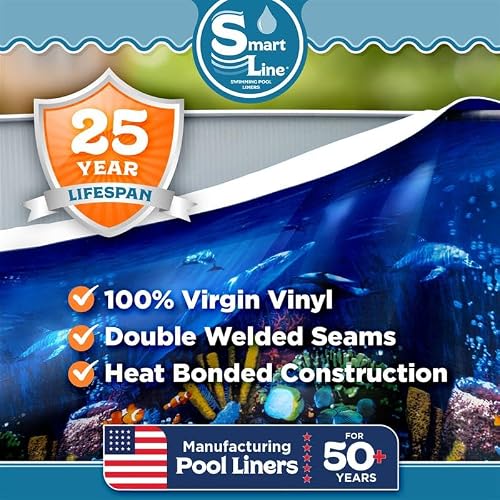 Smartline 18 ft Round Swimming Pool Liner | Antilles Dolphin | Overlap Style | 48-52 Inch Wall Height | 25 Gauge Heavy Duty Virgin Vinyl | Designed for Steel Sided Above Ground Pools - Thumbnail 2