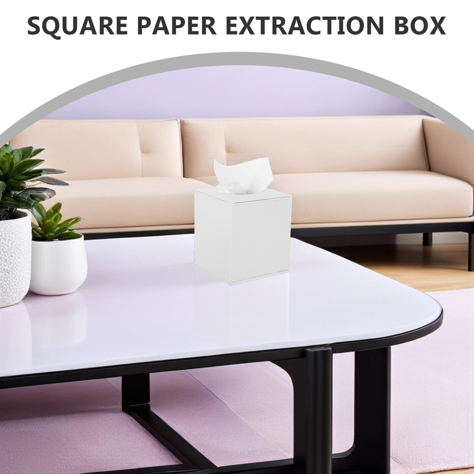 GLEAVI Quadratische Kosmetiktuchbox Pu Leder Würfel Taschentuchspender für Badezimmer Schlafzimmer Büro Weiß