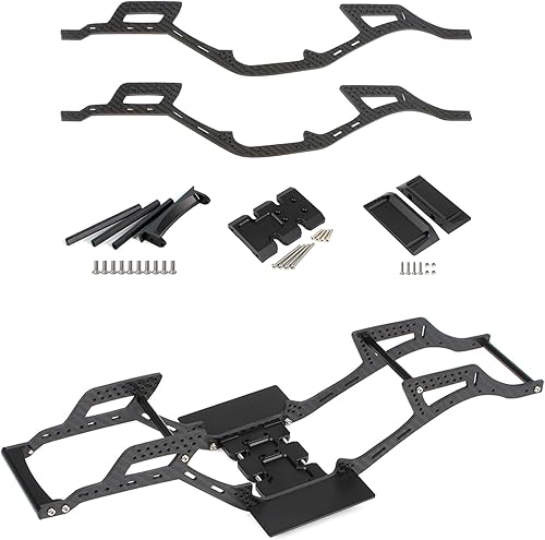 AMK Fibra de carbono LCG SCX10 II Chaissis Frame Rieles DIY 12.323 in Wheelbass 110 RC Crawler Kit de constructor de cuerpo con deslizadores de roca