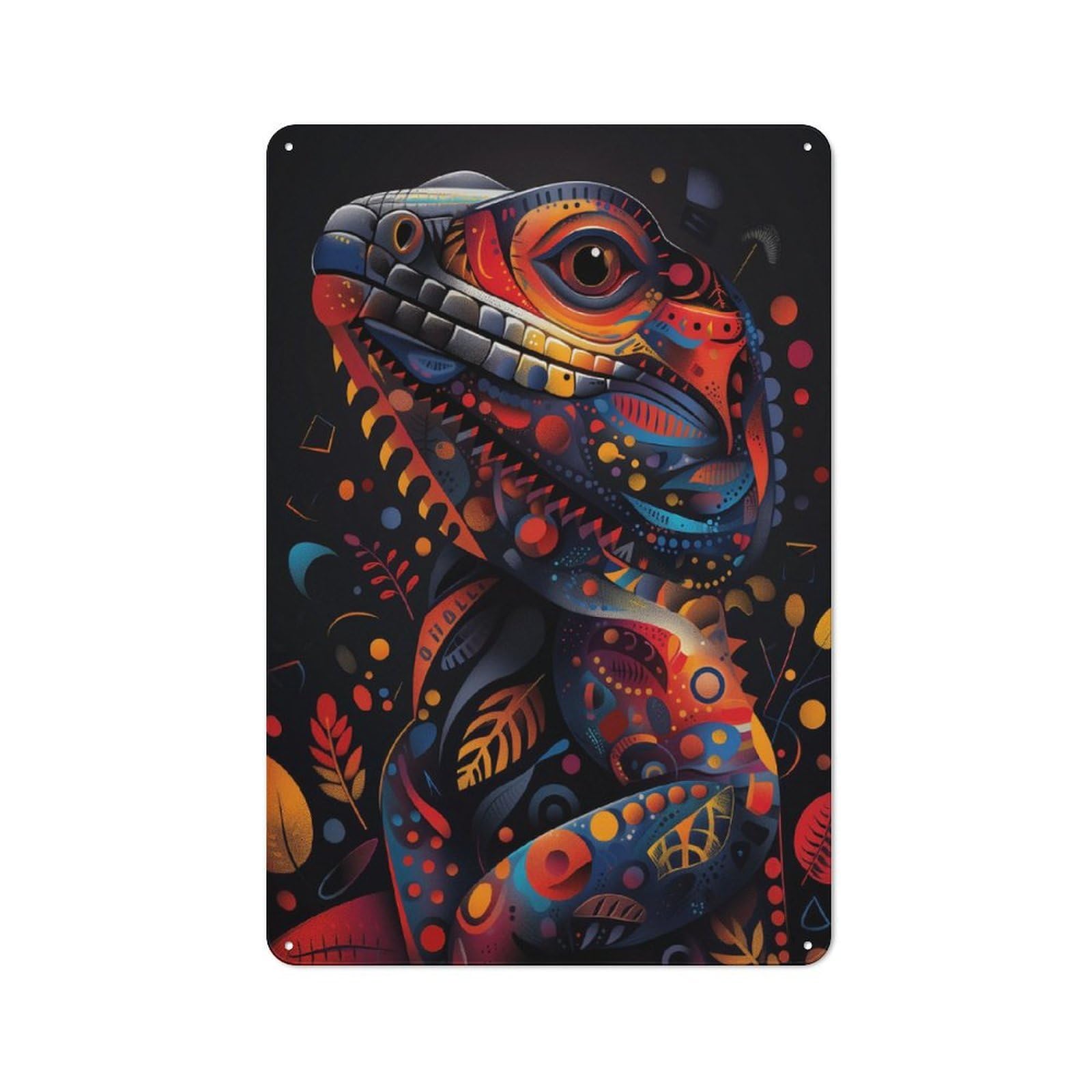 Tin Wall Plaque 30x20cm with Colorful Lizard Poster for Guest Room Or Hallway, for Updating Guest Room And Hallway after Moving