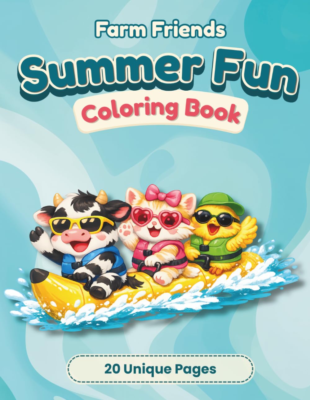 Farm Friends: Summer Fun Coloring Book: Tropical Beach Adventures with Farm Animals (Happy Little Paws)