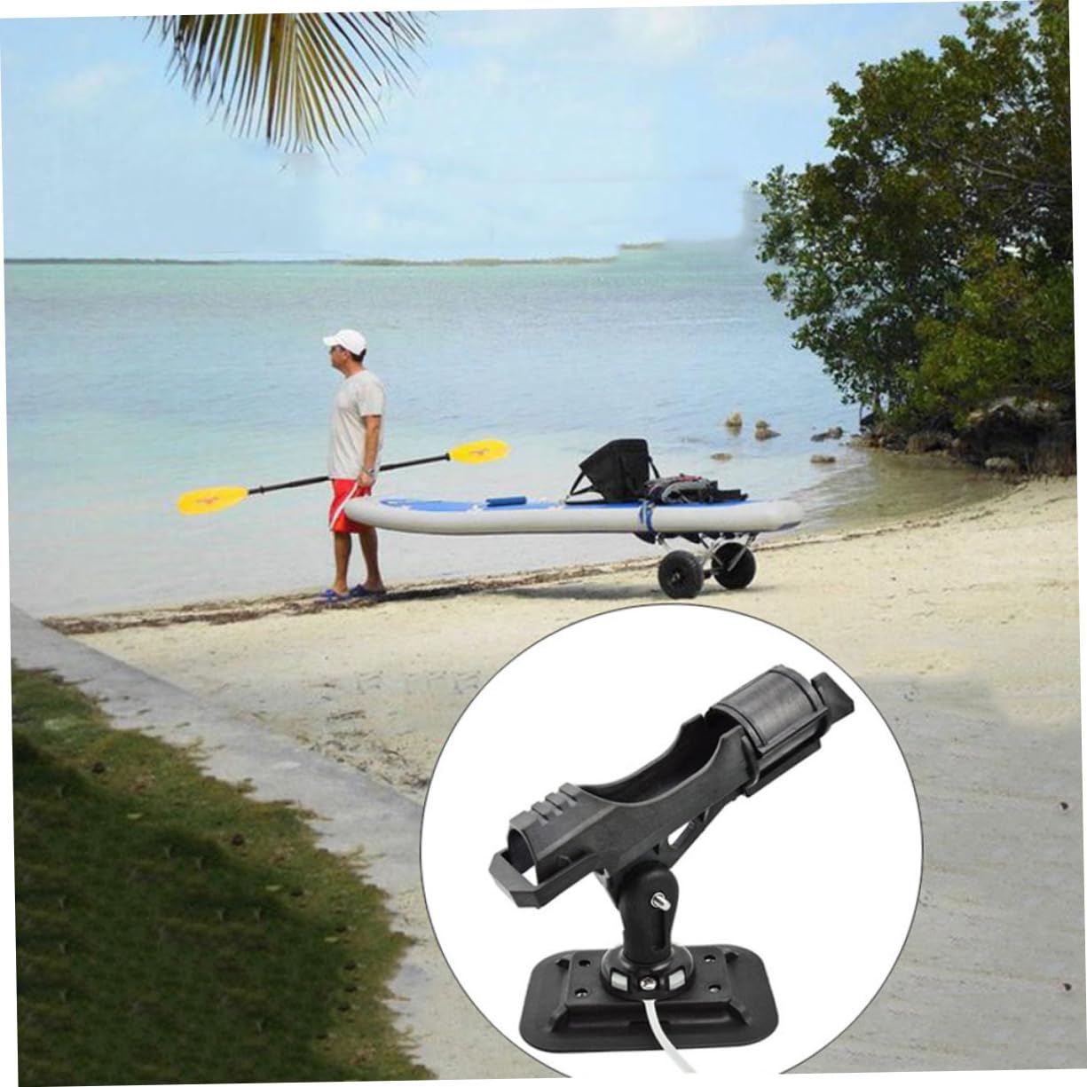 KOMBIUDA Supporto Accessorio a Gradi e Pesca in Canna per 360 Rotante da Nylon Leggero Portatile Essenziale per Kayak e Barche