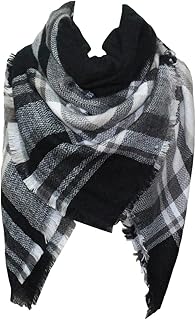 Fulares Mujer Fiesta Para Vestido Pañuelos Cabeza Bufanda y cálida a cuadros colorida de invierno para mujer, bufanda de de imitación Chal Fiesta Mujer Invierno Pañuelo Rosa El
