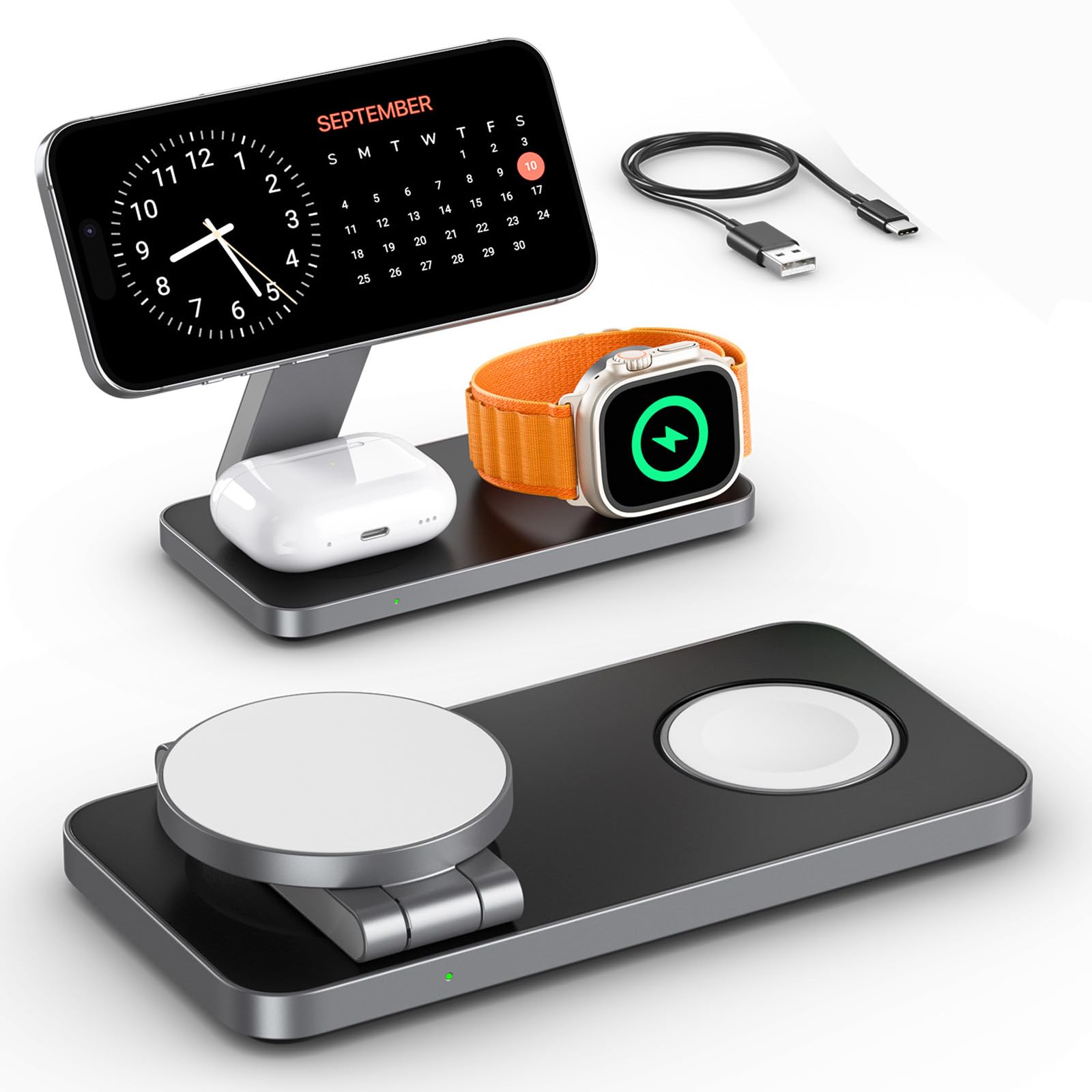 Ładowarki Stacja ładująca telefon: Stojak 3 w 1 Wiele urządzeń do telefonu komórkowego Smartwatch Stojak na słuchawki