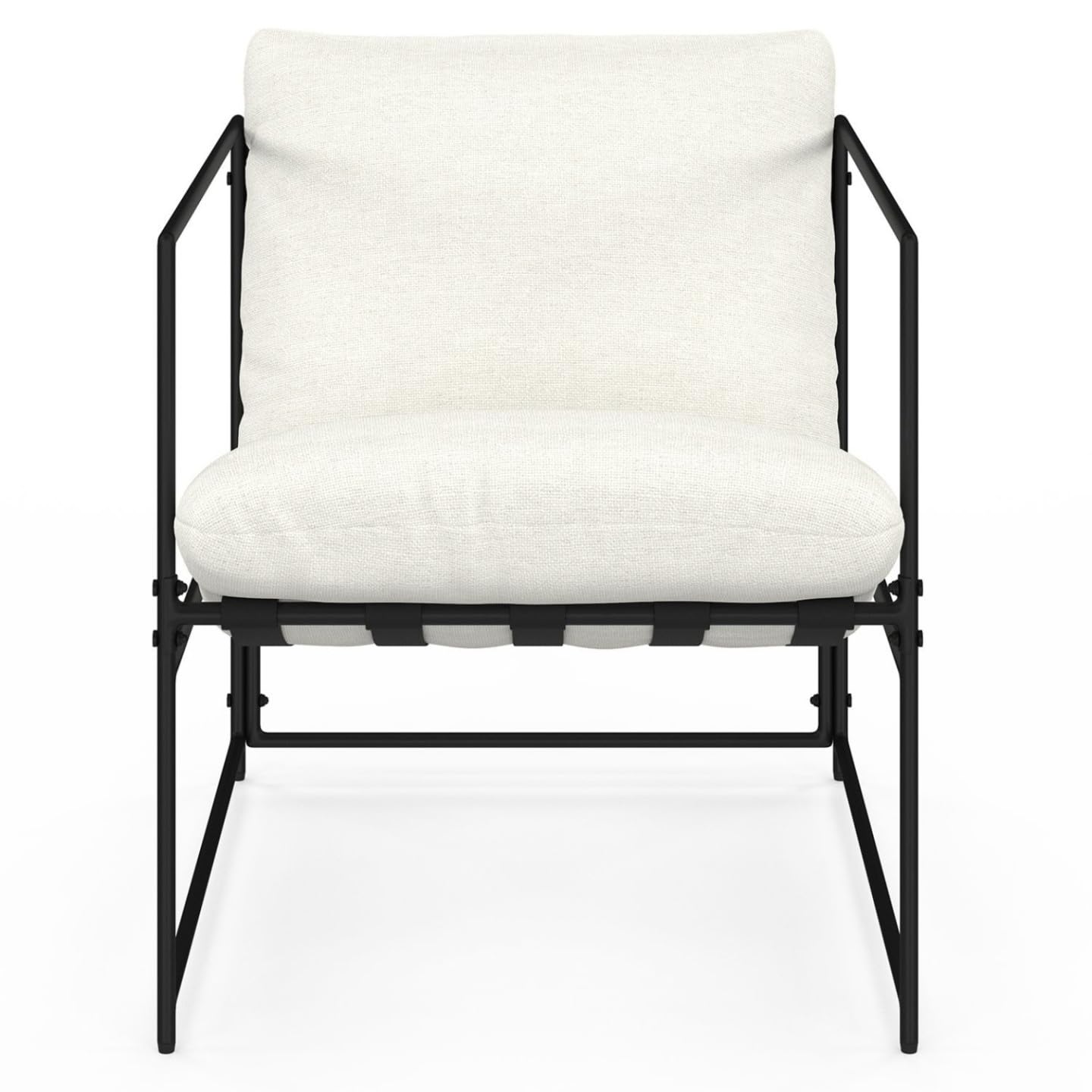 IDMarket - Sillón tapizado ULYSSE estructura de metal y cojín blanco
