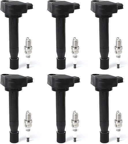 DEEGOOLY Paquete de 6 bobinas de encendido UF242 y bujía de iridio IZFR5K11 compatible con Honda Accord Odyssey 3.0L 3.5L V6, Acura CL TL 3.2L V6