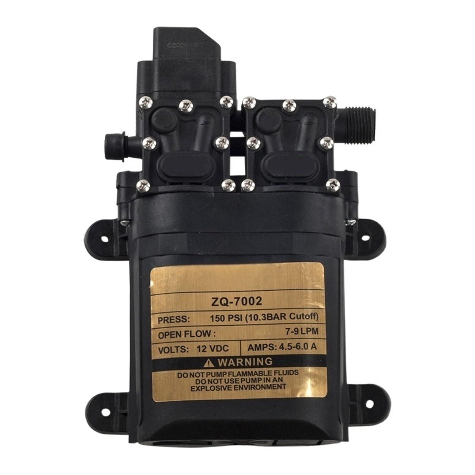 Bomba de agua de diafragma de 150 PSI con interruptor regulable de presión y motor de 12V