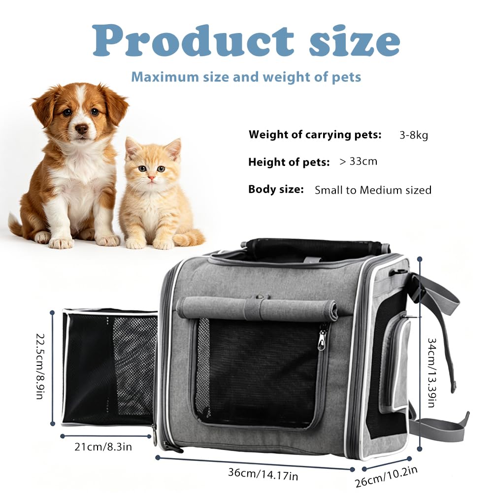 Panier de vélo avant pour chien extensible et pliable avec 4 portes et fenêtres en maille, jusqu'à 10 kg