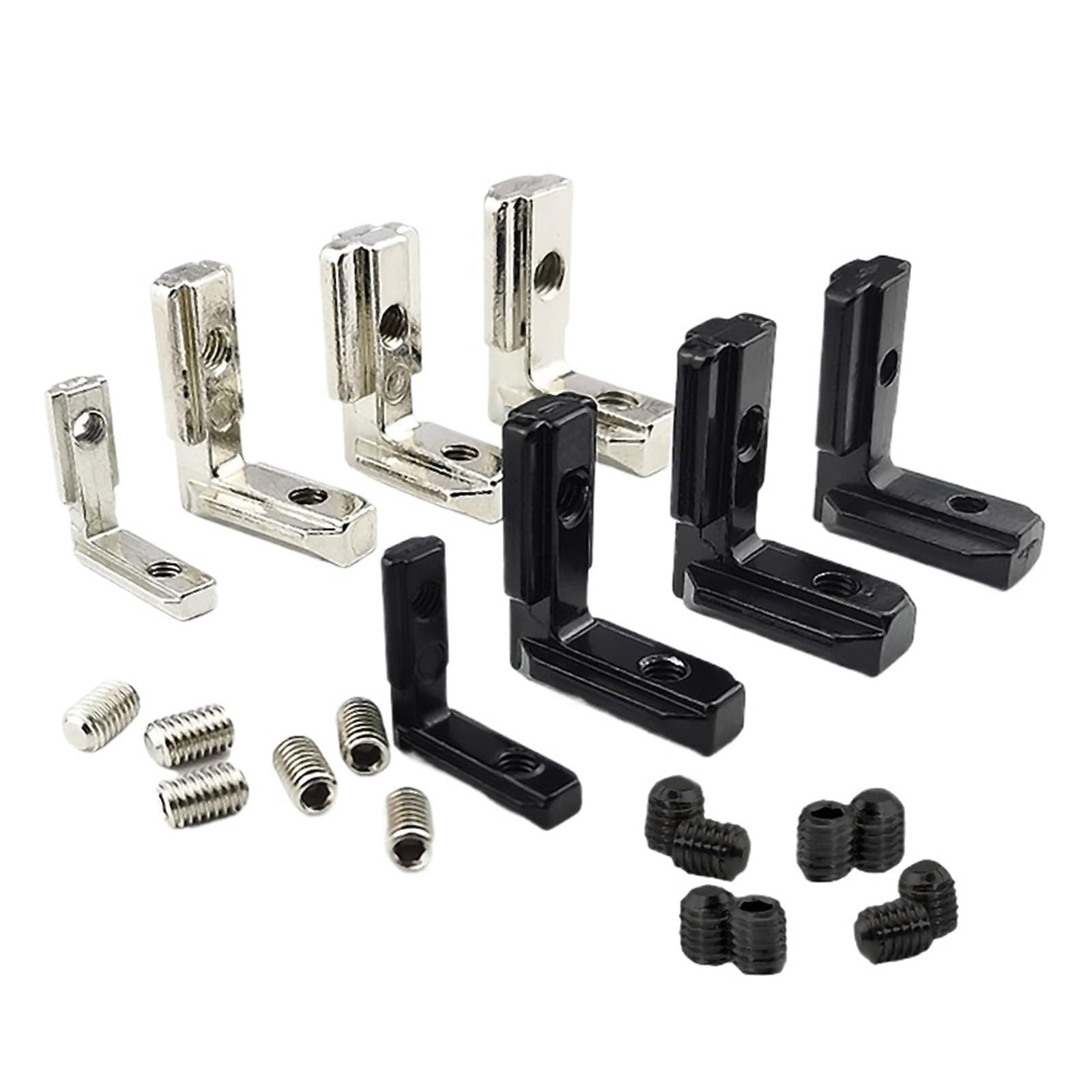 Escuadras Metalicas 10 conectores internos ocultos con tornillos for accesorios de perfil aluminio las series 2020, 3030 y 4040(30-M6 Black)
