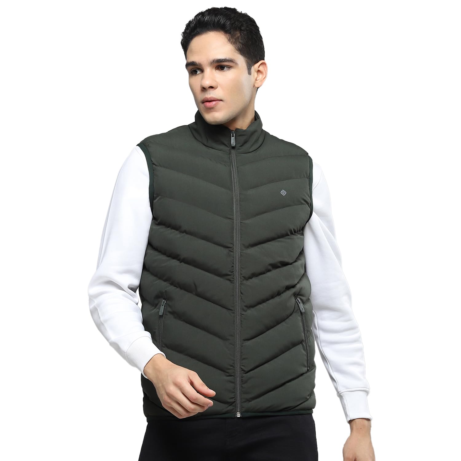 cloak & decker Mens Solid Black Mock Neck Sleeveless Jacket-picture-18