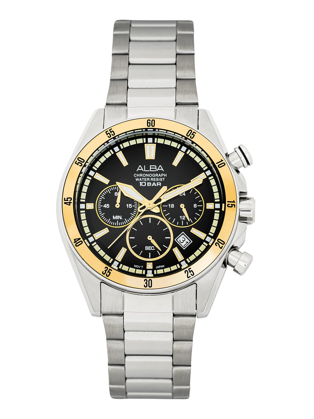 Alba Stainless Steel Men Analog Wristwatch At3J19X1, Black Dial, Silver Band (B0CD5WR885) Amazon Price History, Amazon Price Tracker