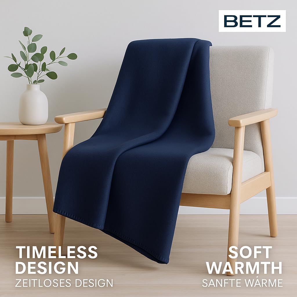 Betz Lot de 4 couvertures Polaires Plaids Taille 130x170 cm Couleur Bleu foncé