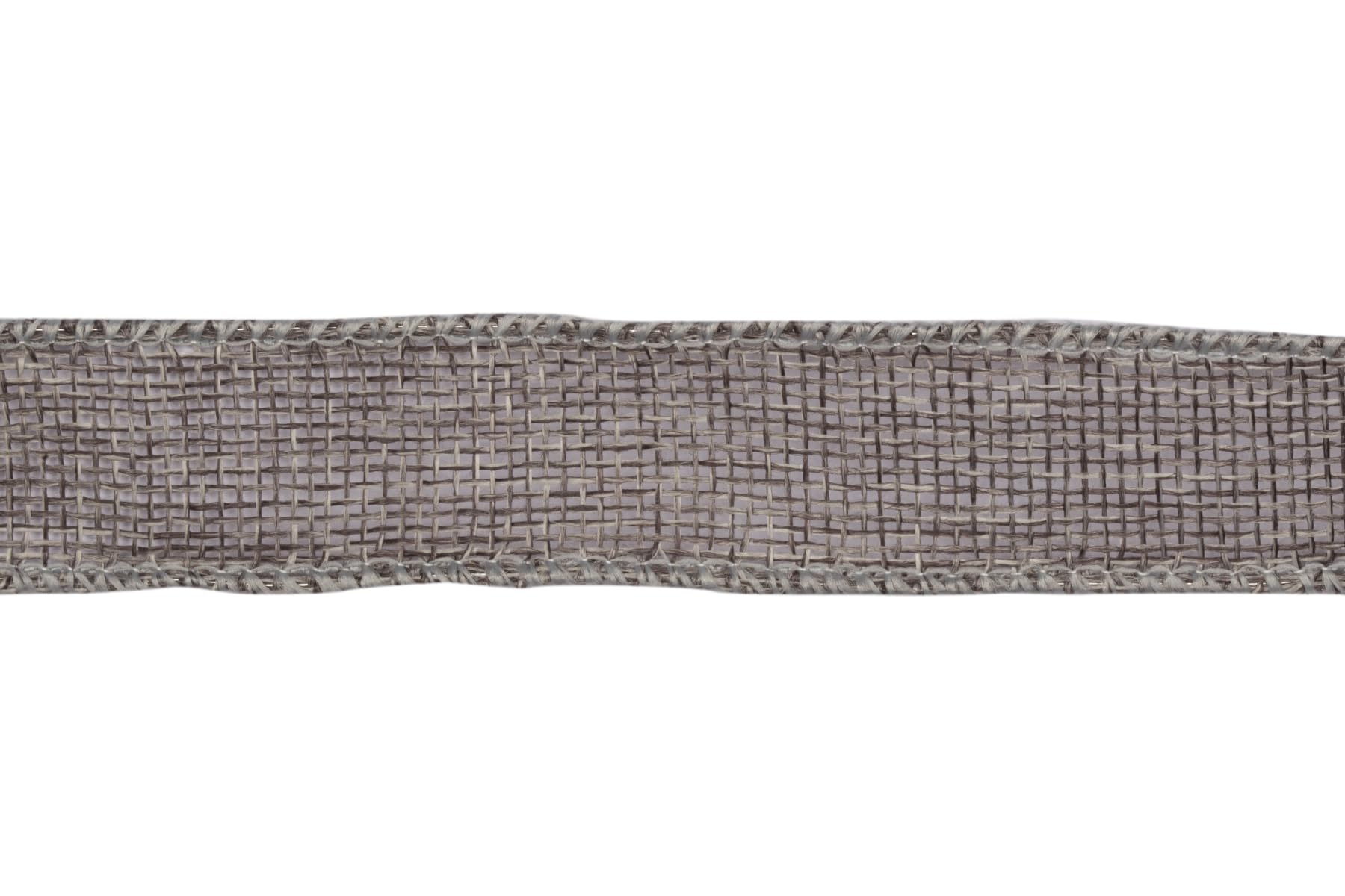 Ribbonitlux Metal Grey Burlap Wired Ribbon, 25mm x 18 Meters, Wired Edge Burlap Ribbon for Gift Wrapping Big Bow, Wreath - Image 2