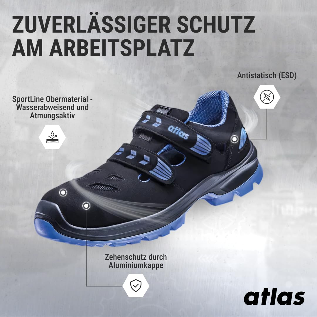 Atlas SL 46 Blue ESD Sandale S1 Aluminiumkappe SportLine-Obermaterial MPU INNOFLEX System Weite 10